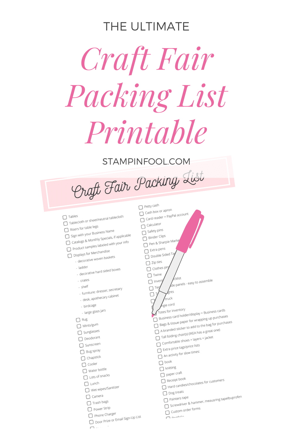 Craft Fair Packing List + Free Printable