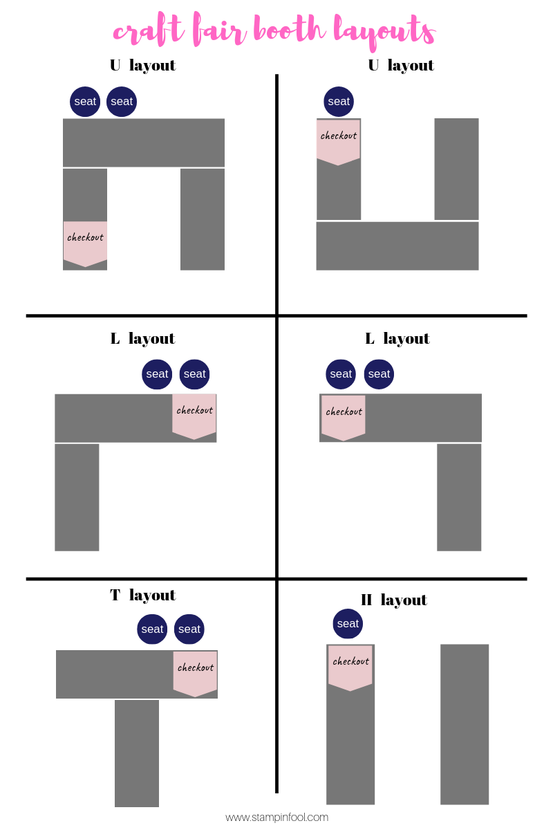 6 table layouts for a craft fair booth