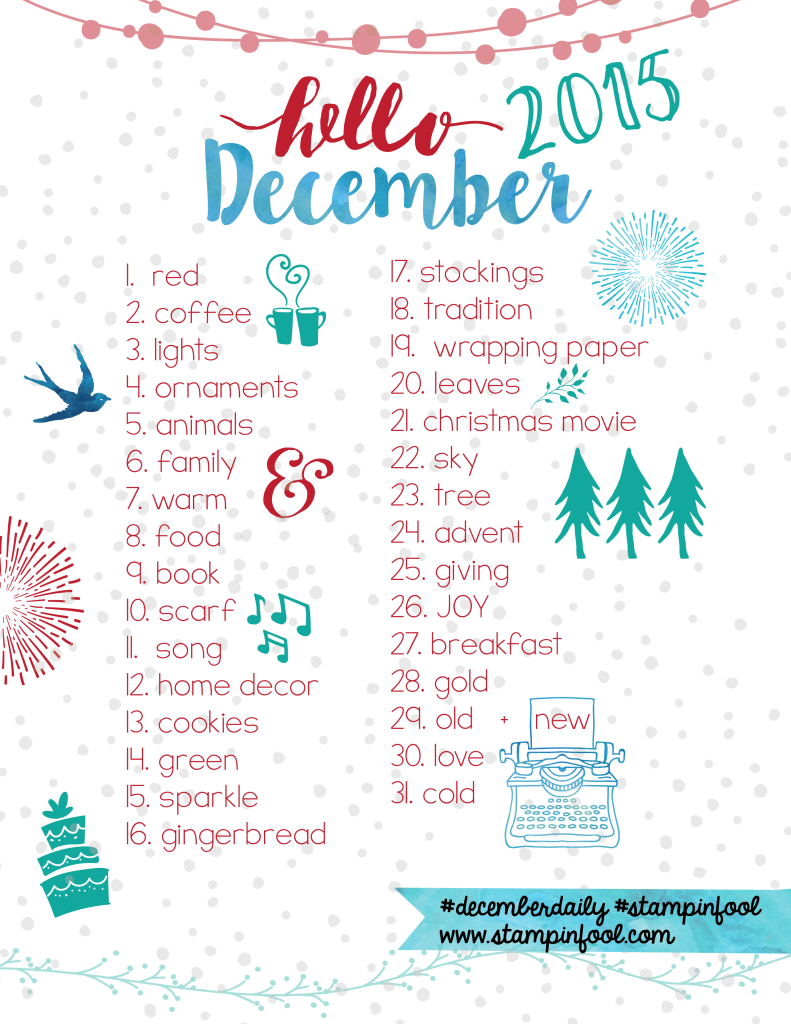 Documenting December Daily 2015 prompts at StampinFool.com