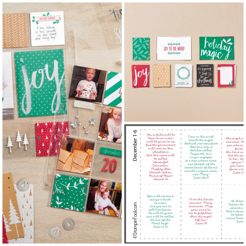 Project Life Advent Calendar from StampinFool.com with printable advent scripture cards.