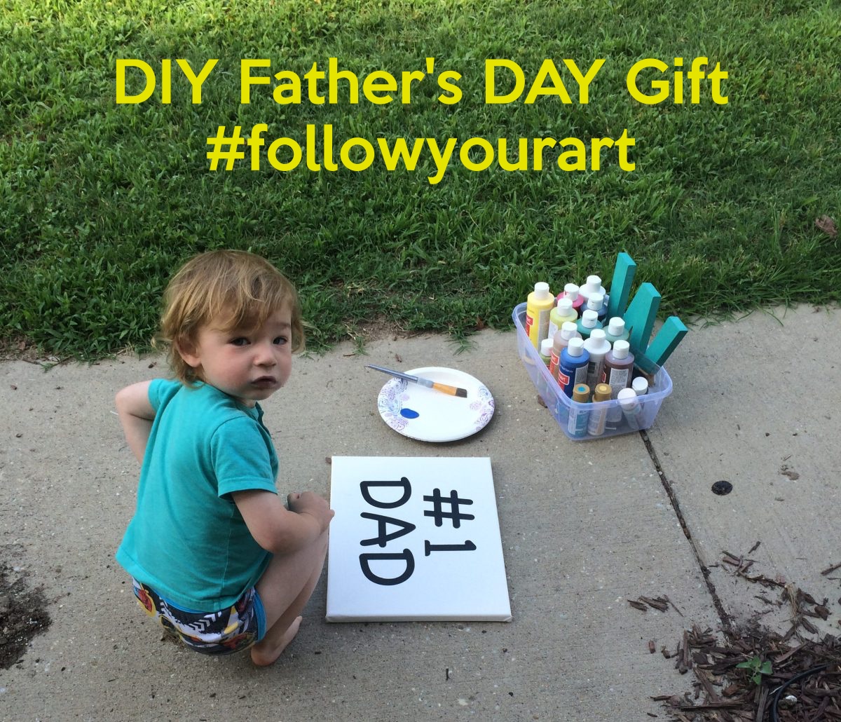 DIY Father's Day Gift canvas painting. Get creative with your family #followyourart #gymboree #sponsored
