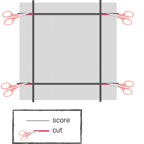 pattern for cutting lid for explosion box