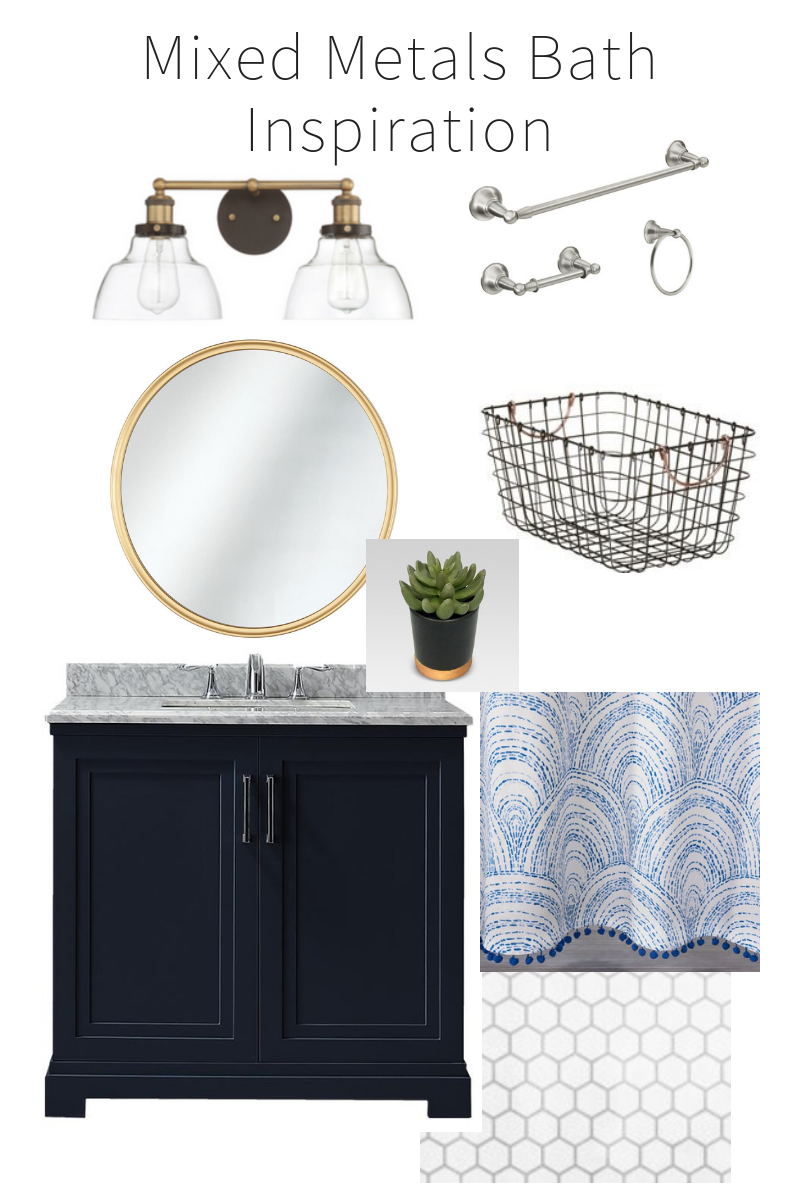 Guest Bathroom Update! Gold & Navy Bathroom Update - One Room Challenge from StampinFool.com