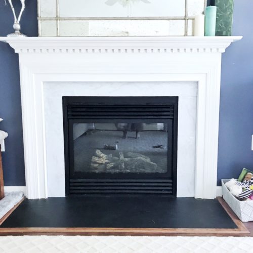 Upgrade your Fireplace Instantly with this DIY Faux Marble Fireplace Hack