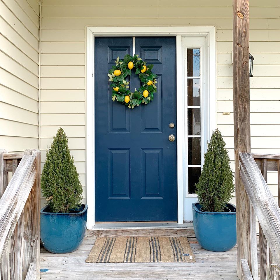 Sherwin Williams Naval blue painted Front Door