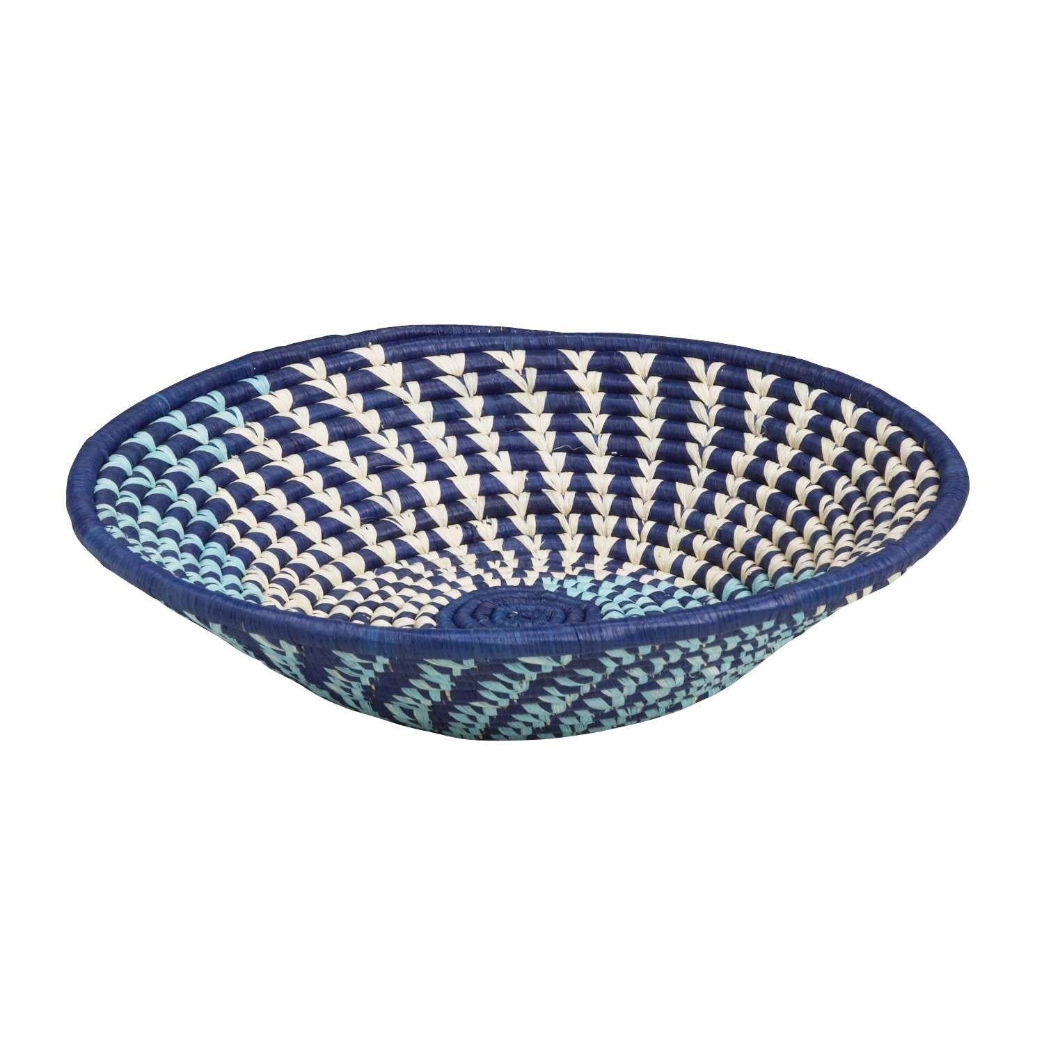 Blue and white woven Uganda bowl