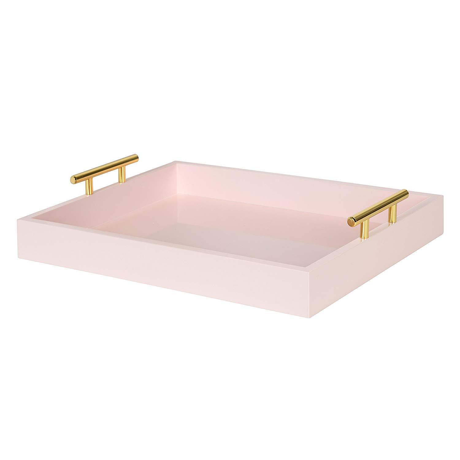 Pink tray with gold handles