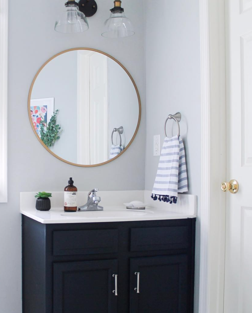 navy and gold bath towels