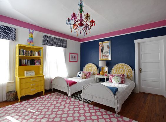 Pink & Blue Shared Bedroom: One Room Challenge - StampinFool.com