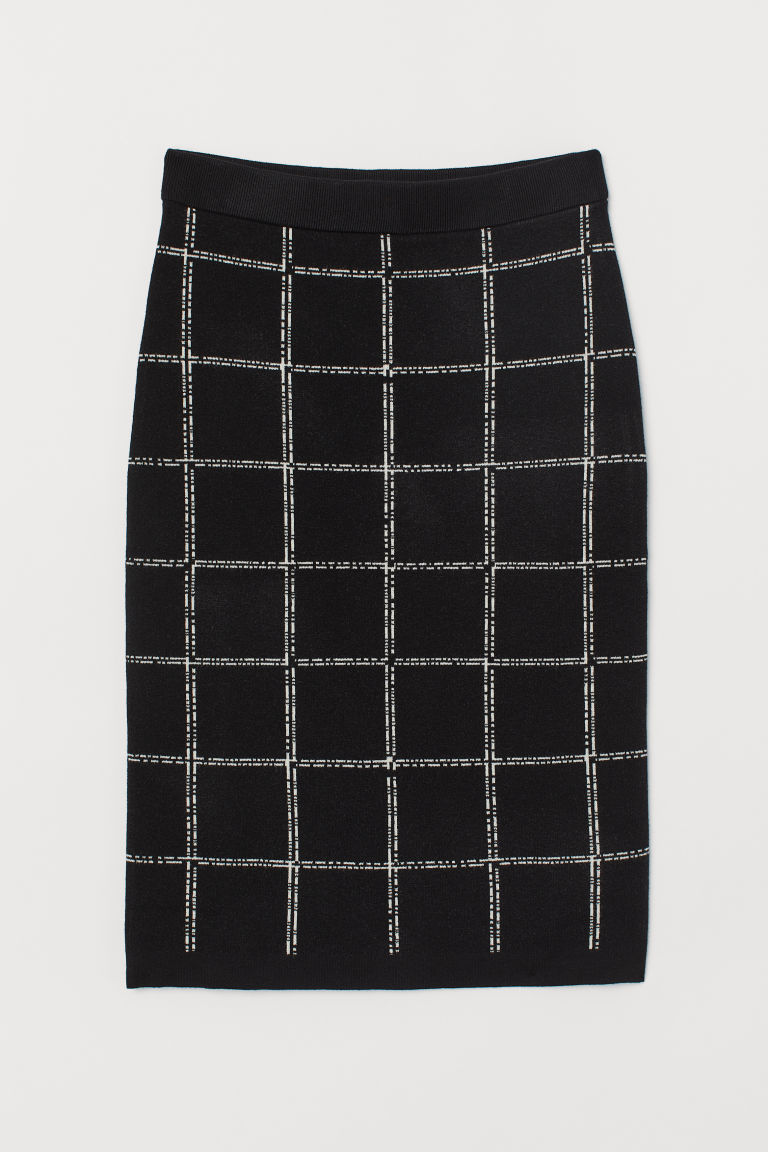 black windowpane pencil skirt from H&M