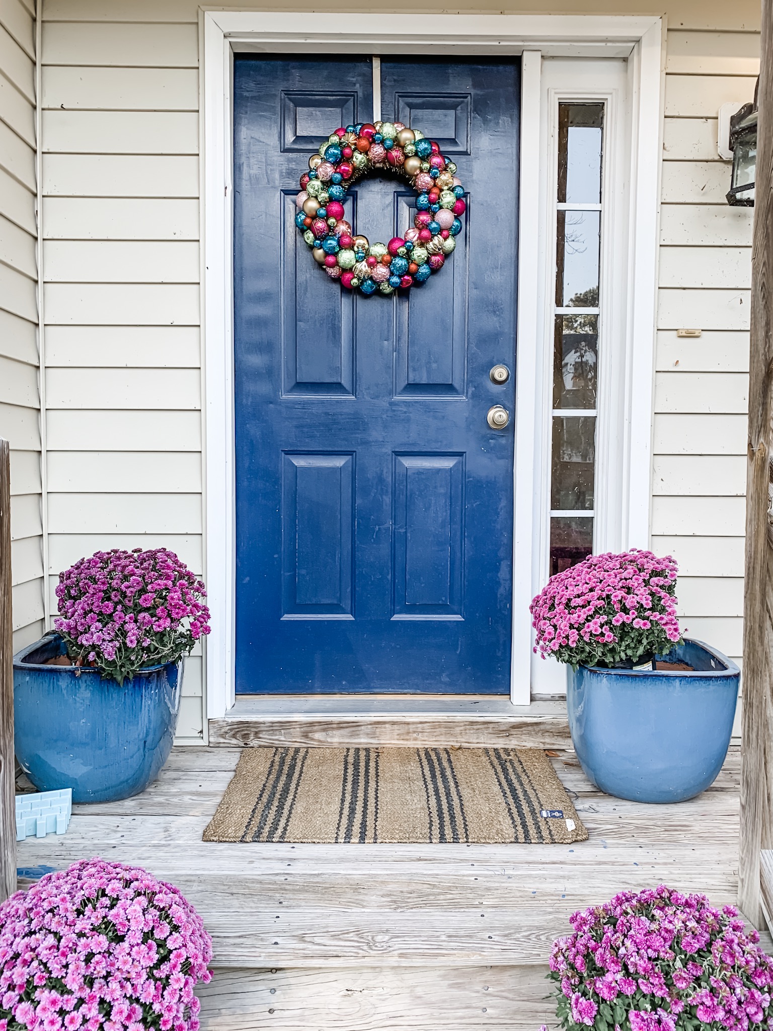 Front door Christmas Ornament Wreath with video and photo tutorial 