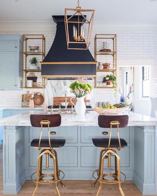 Sherwin Williams Blue Paint Colors: Stardew kitchen cabinets in a blue kitchen design