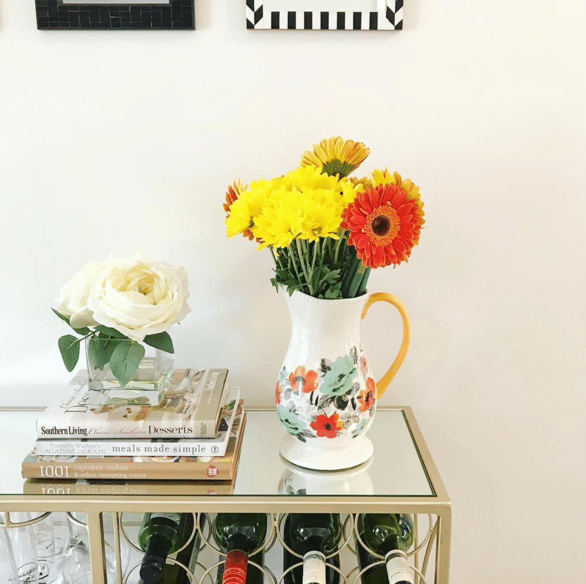 Best Uses for ACRYLIC BAR CARTS- Wine rack as a hallway bar cart.