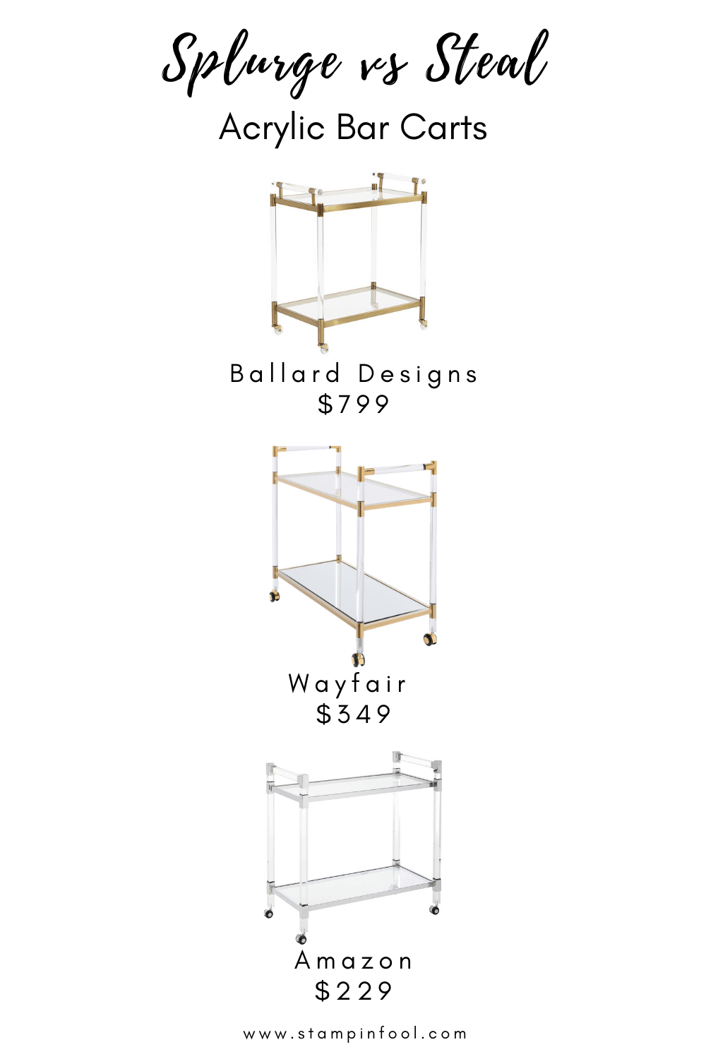 Looking for the perfect gold and acrylic bar cart? Look no further, I’ve got you covered with these affordable bar carts at every price point.