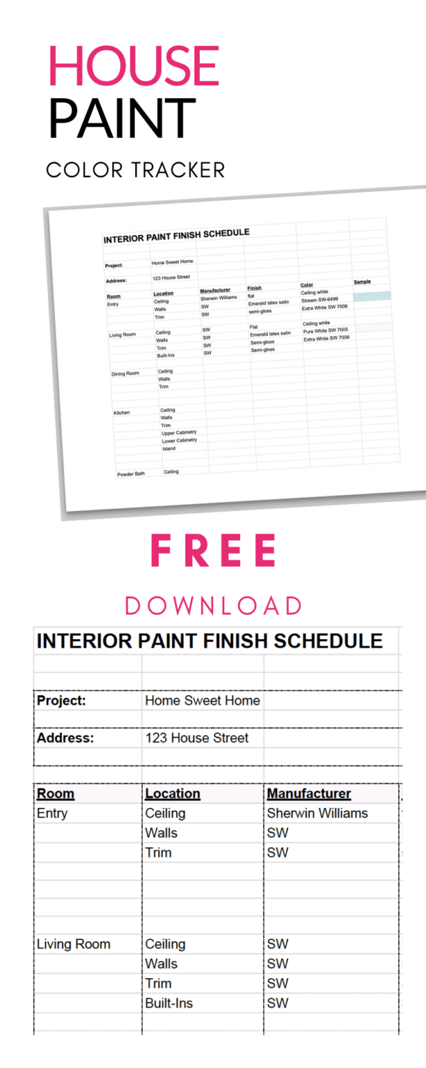 Interior Design Paint Finish Schedule