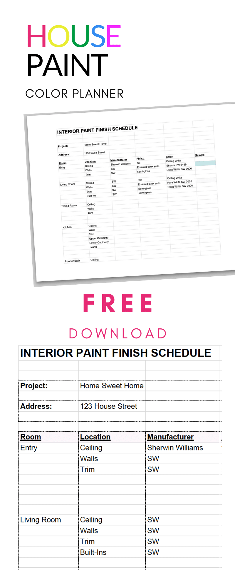 FREE HOUSE PAINT COLOR TRACKER PRINTABLE