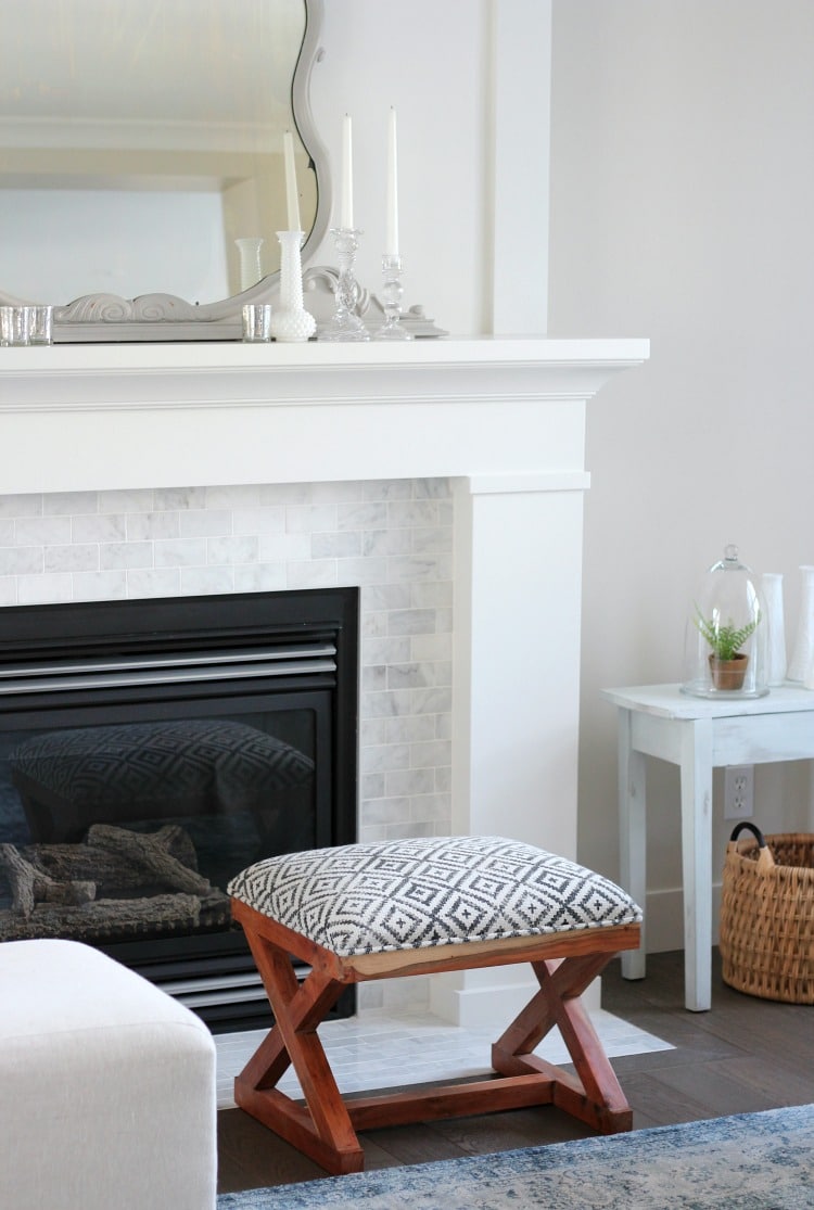 Benjamin Moore White Dove Paint on Fireplace trim