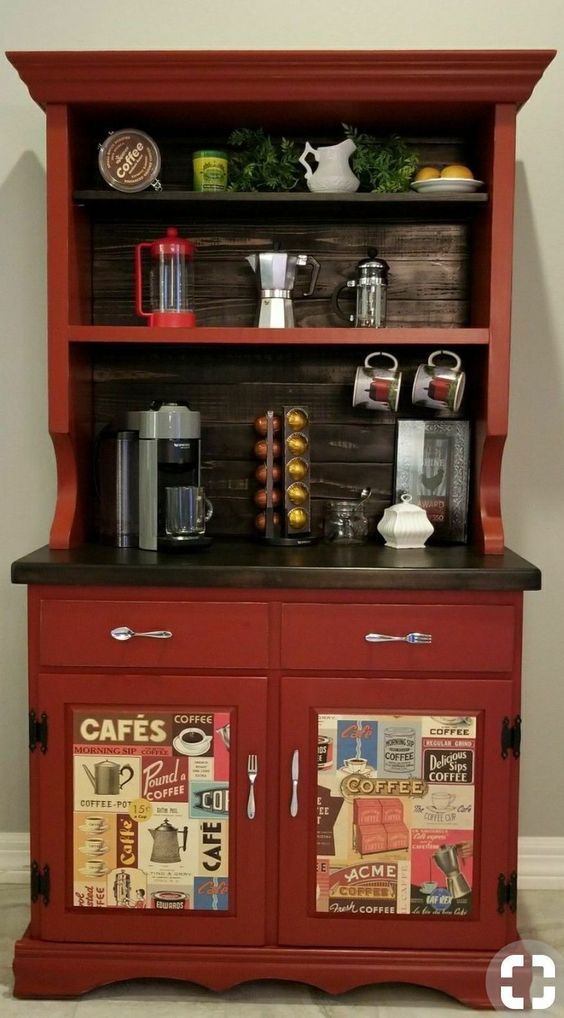 Cabinet Home Coffee Station in Kitchen