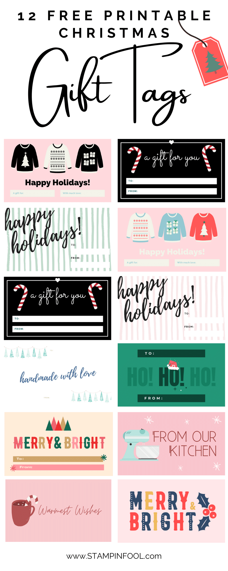 12 sets of free printable christmas gift tags 2020 stampinfool com