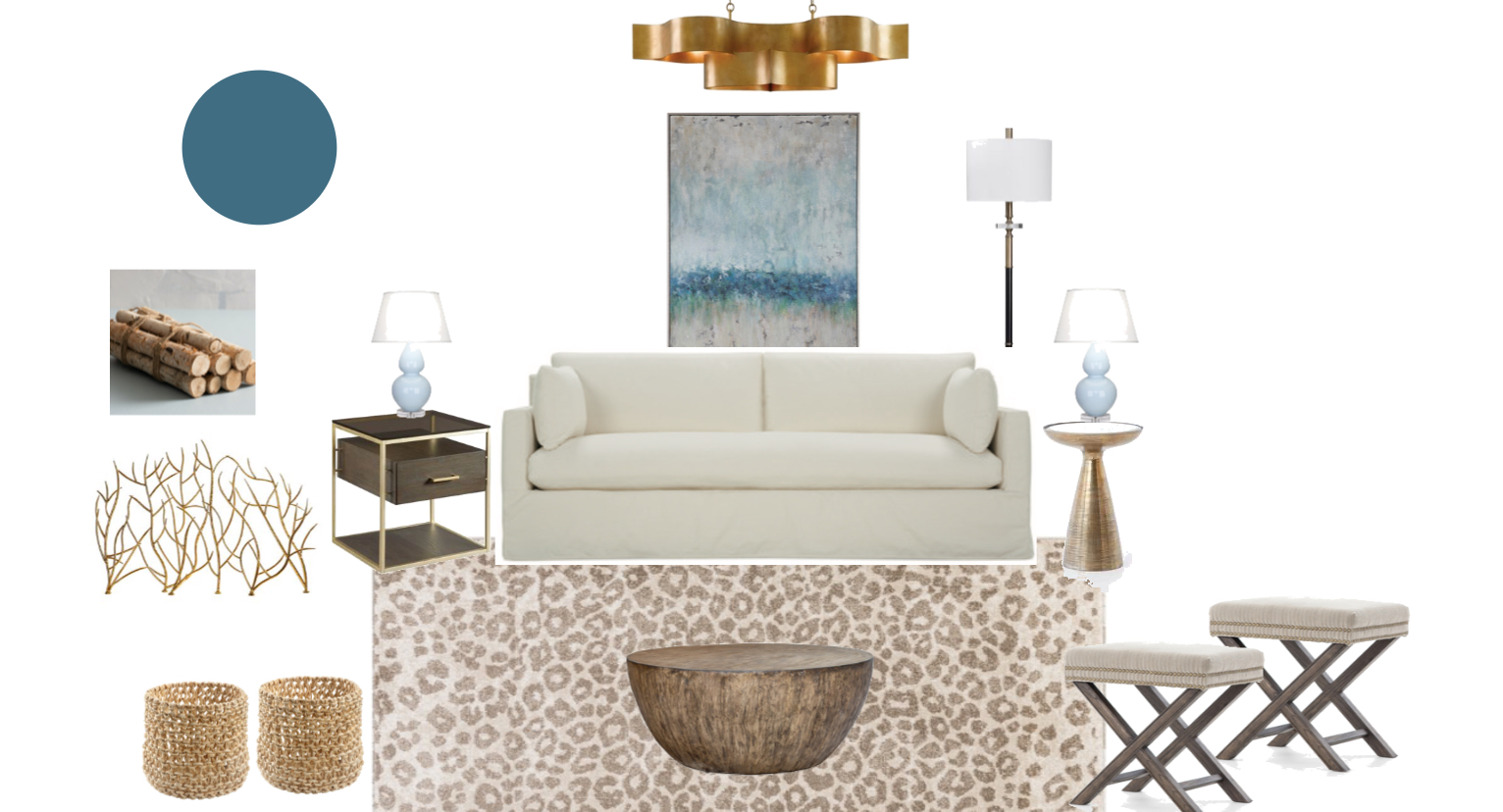 How to: Blue Family Room Mood Board