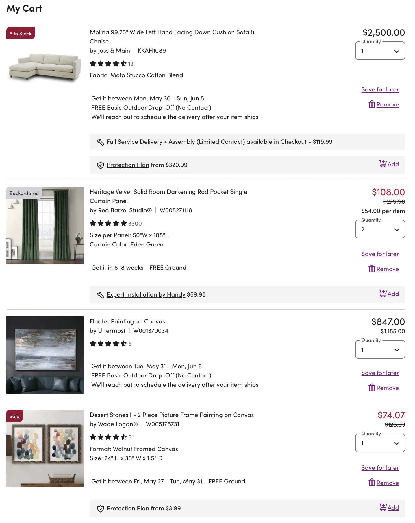 Cost to decorate a Living Room all from Wayfair