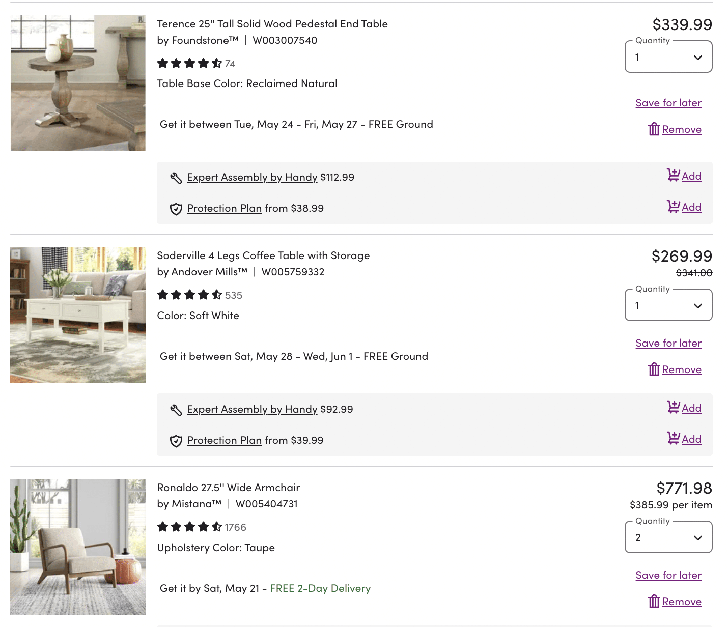 Cost to decorate a Living Room all from Wayfair
