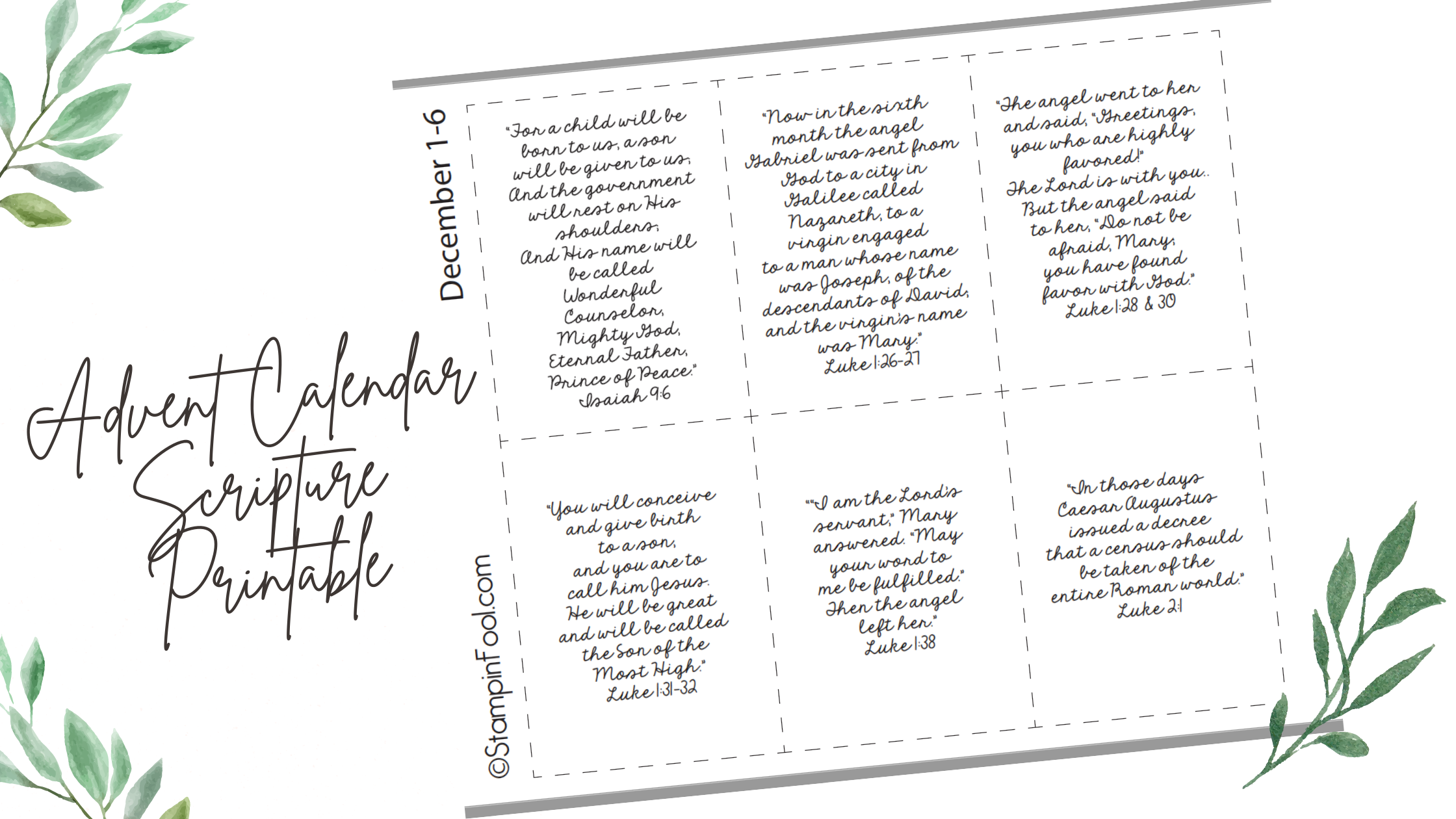 FREE Printable Advent Calendar with Scriptures 2021