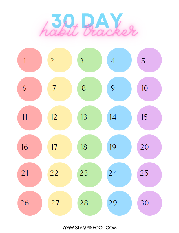 Rainbow 30 Day Habit Tracker 2021