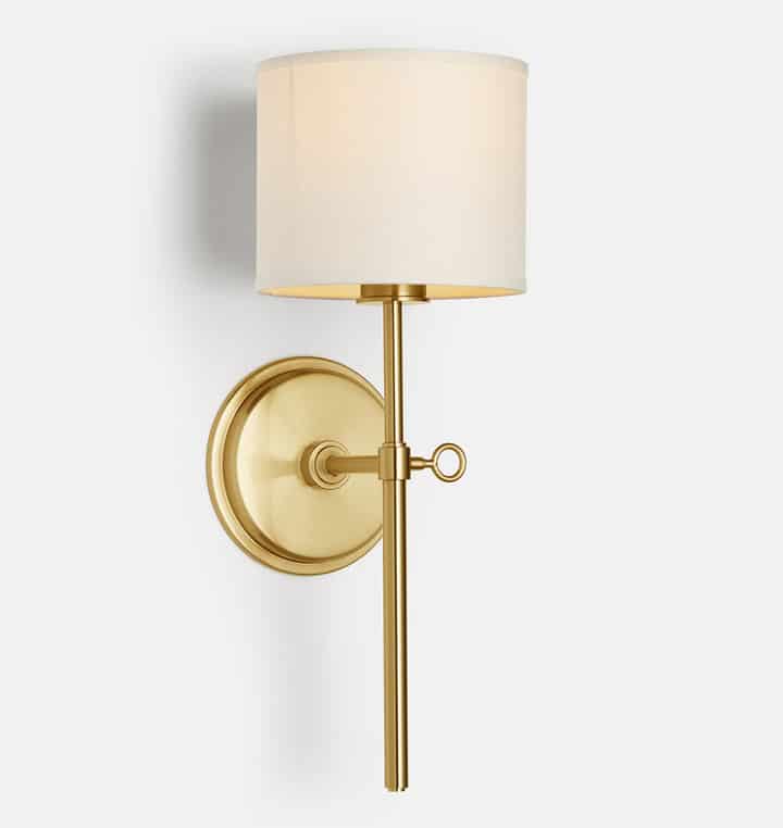 Gorgeous Sconces: Shaded drum traditional brass wall sconce