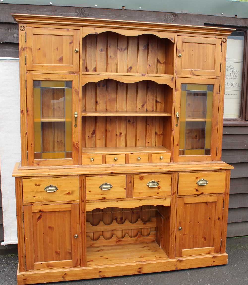 This image has an empty alt attribute; its file name is vintage-large-pine-dresser-with-rack-spice-drawers-cupboards-1.jpeg