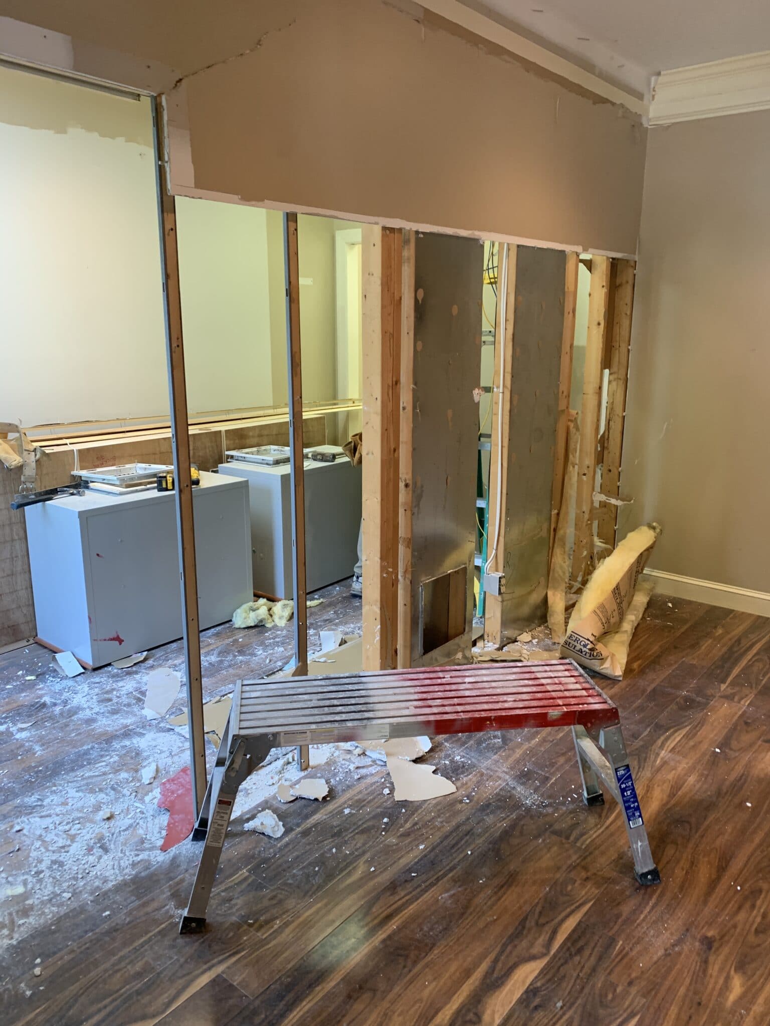 Behind the scenes: Williamsburg Interior Designer April Waltrip Interiors- Office remodel demo before construction begins.