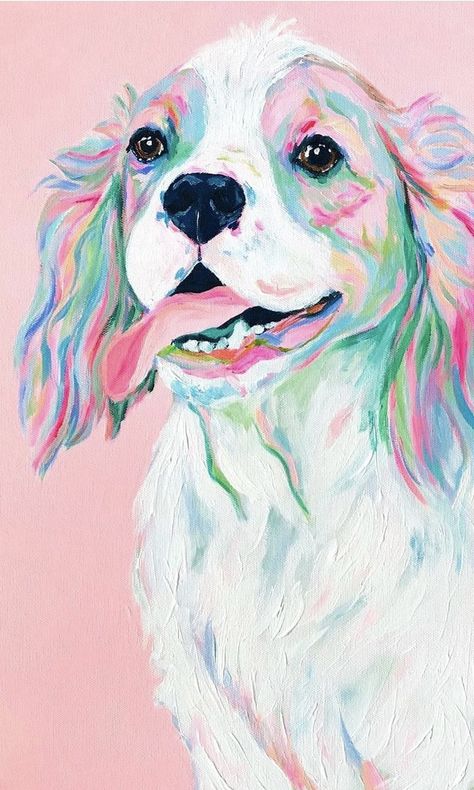Puppy KISSES!!! Megan Carn is hands down the most fun pup loving artist. Her work features all sorts of furry friends in tropical colors in a whimsical way.