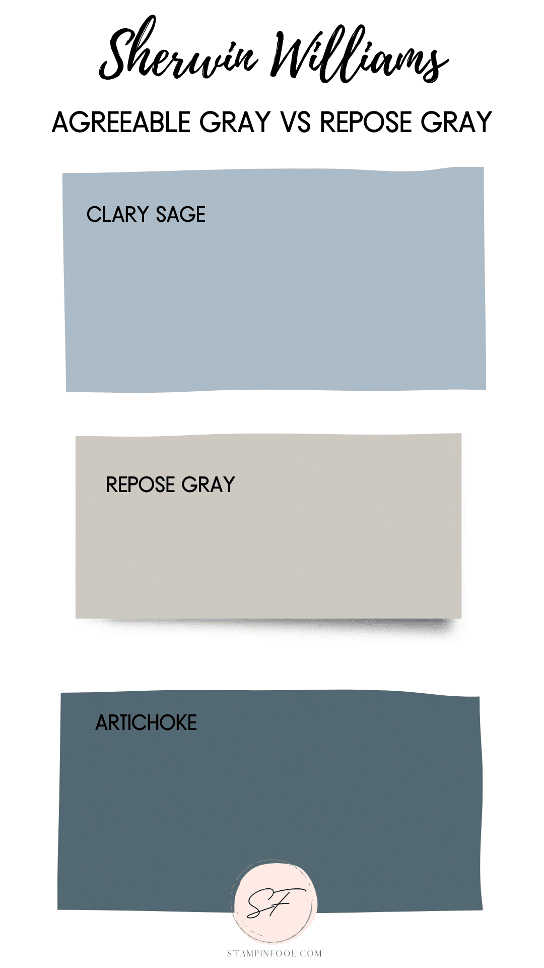 Sherwin Williams Repose Gray, this cool gray color, has undertones that are purple and blue gray.