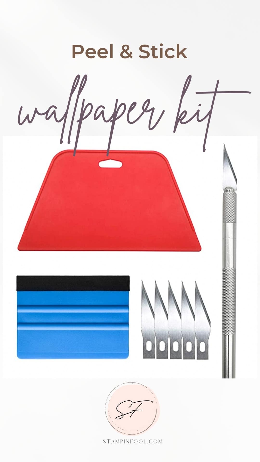 Peel and Stick wallpaper hanging kit with supplies from Amazon