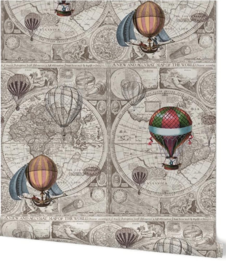 Parisian Hot Air Balloon Wallpaper Mural