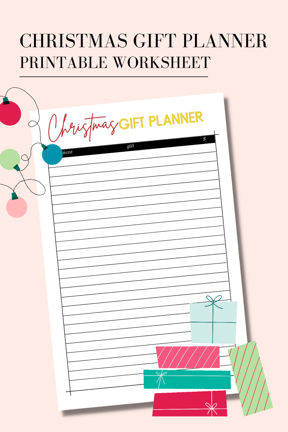 Free Printable Christmas Gift Planner Worksheet 2021