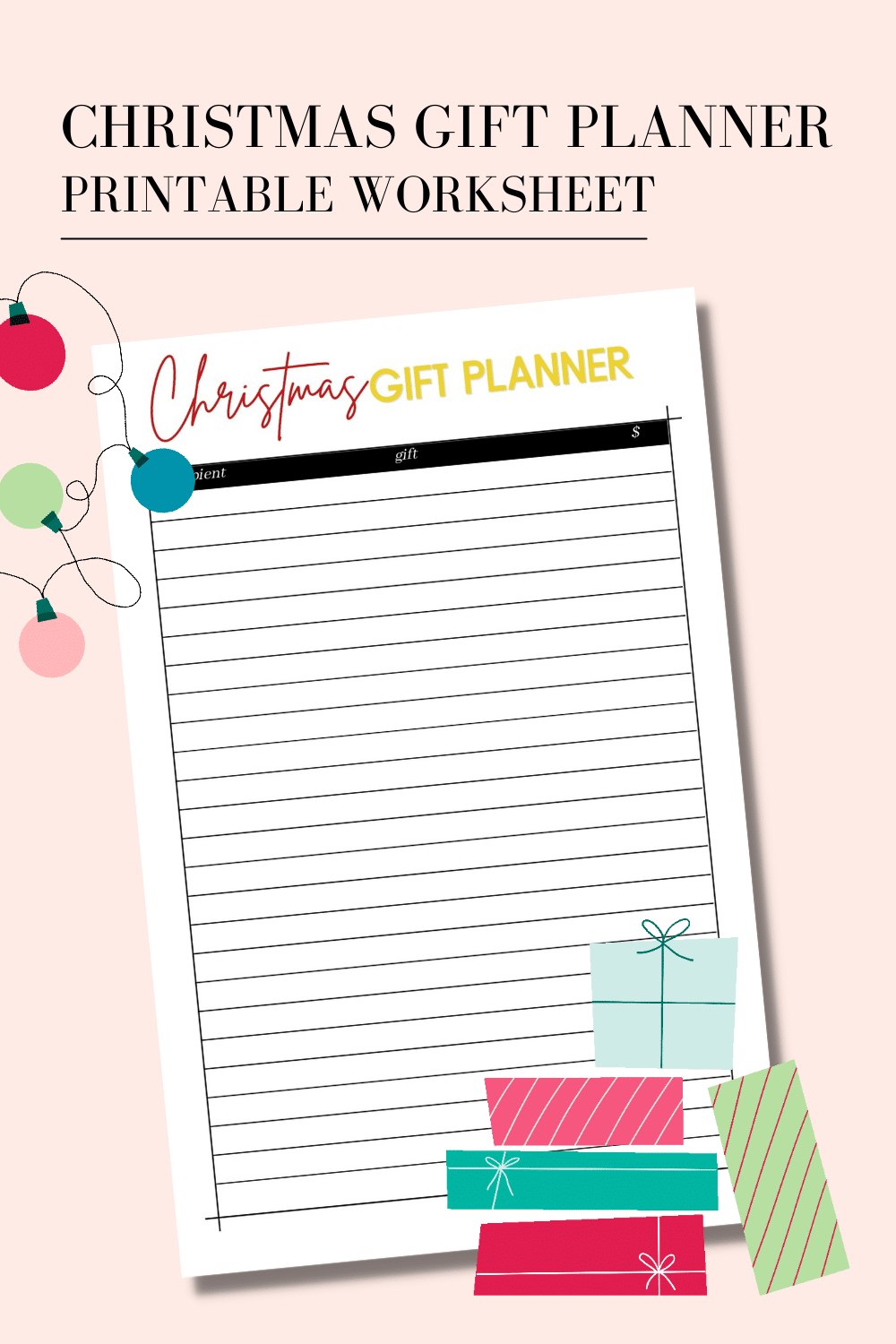 FREE Christmas Gift Planning Worksheet Printable for 2021 (PDF)