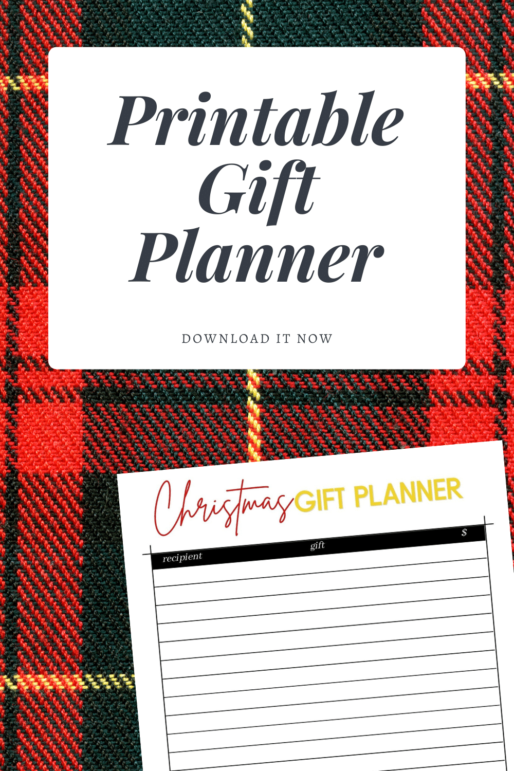 Free Printable Christmas Gift Planner Worksheet 2021_ Red Plaid