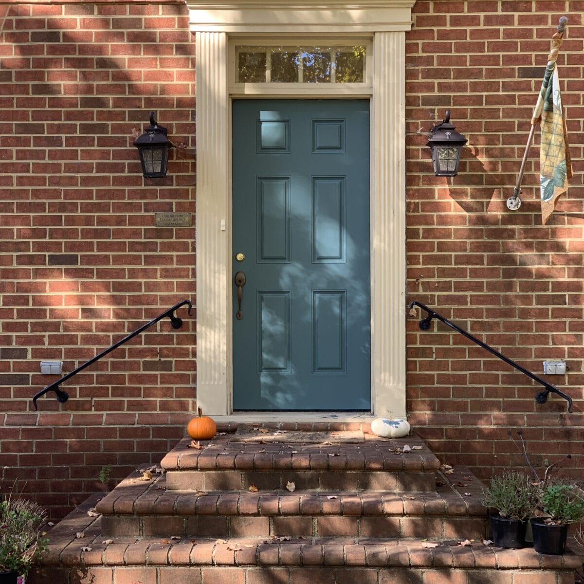 Sherwin Williams Riverway painted blue front door