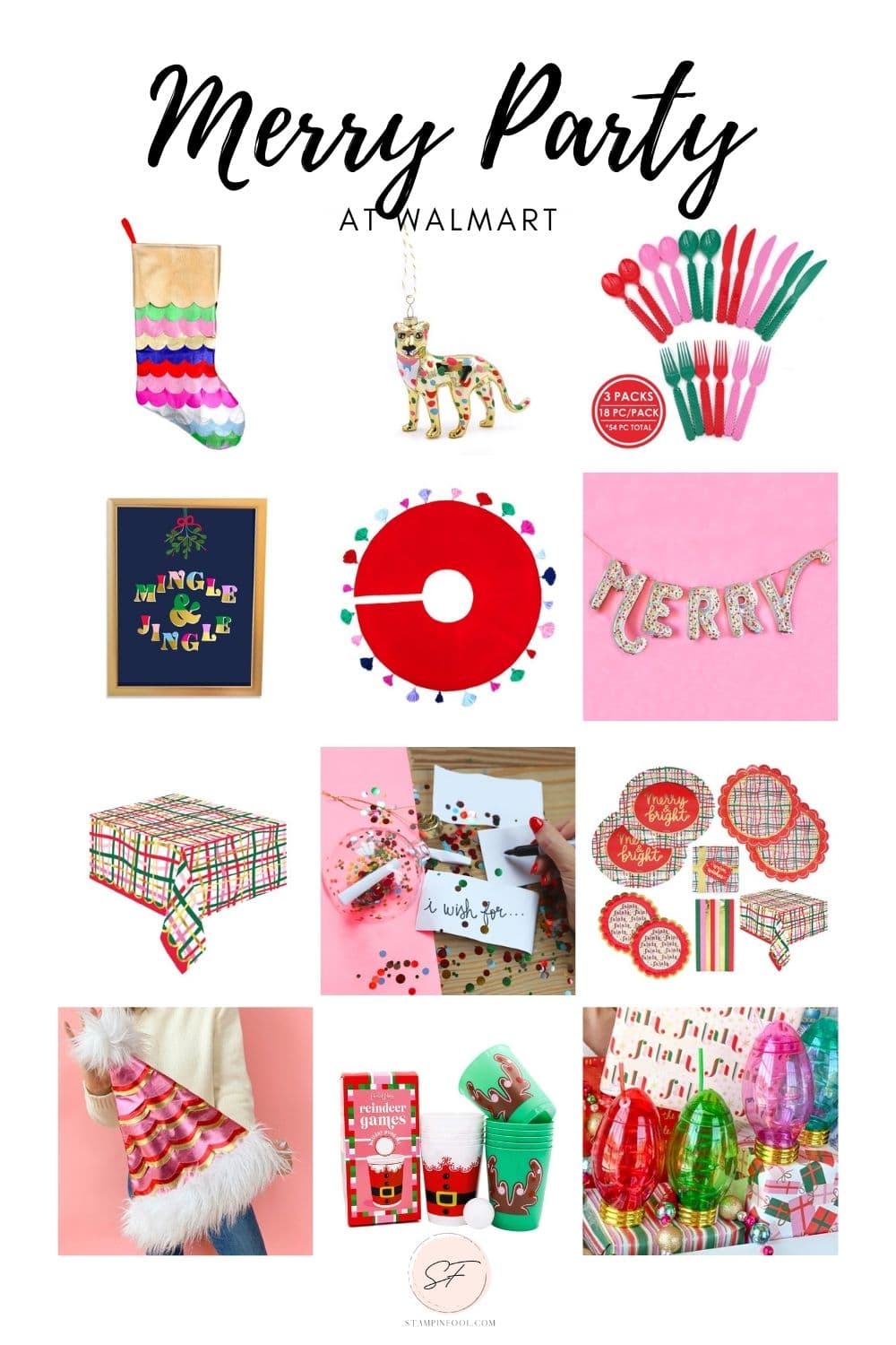 COLORFUL, Red, Pink & Green CHRISTMAS PARTY TABLESCAPE & DECOR WITH WALMART