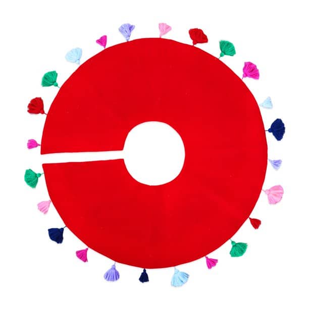 Red Tree skirt with pom poms