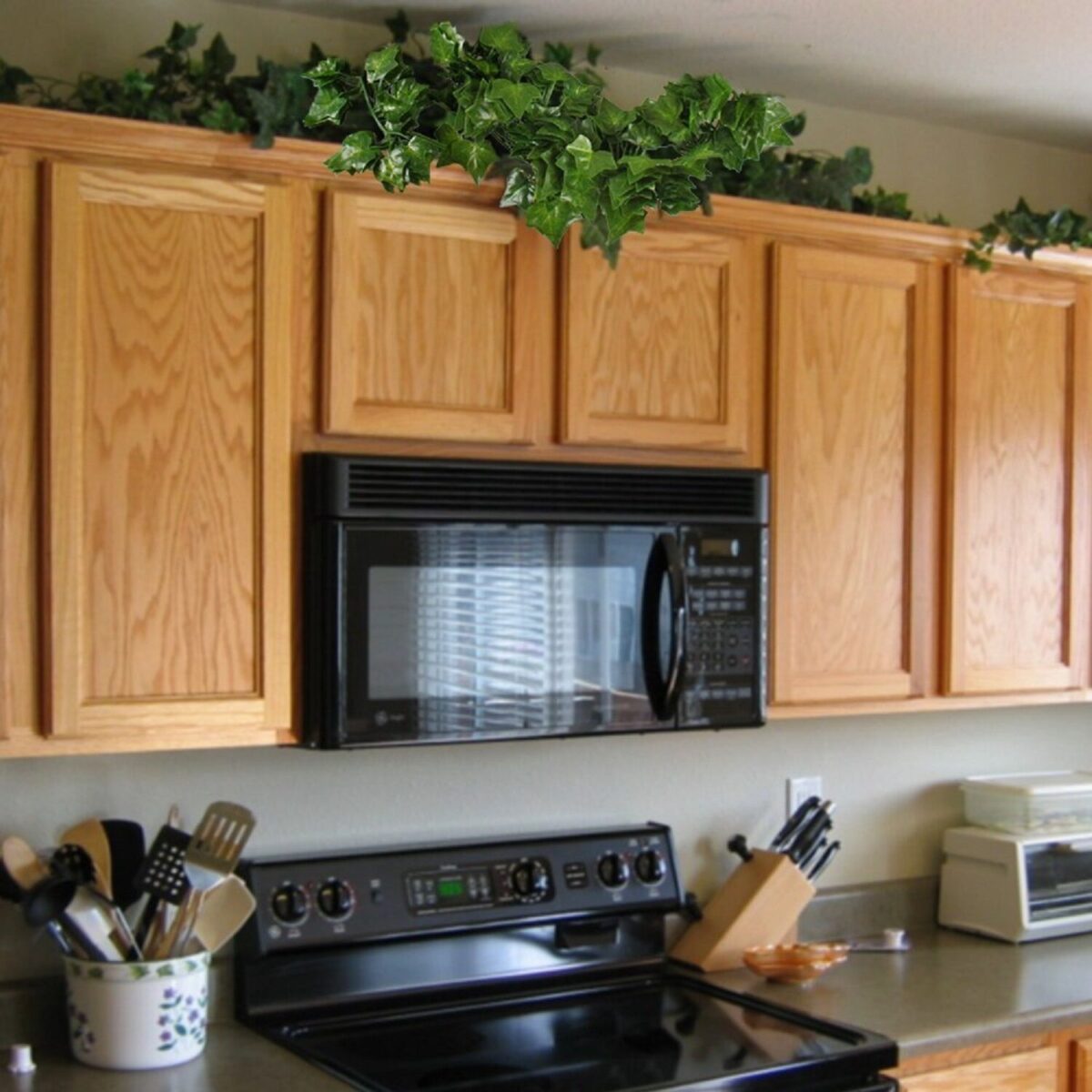 Stop using faux ivy above cabinets