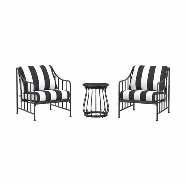 Black and White striped patio chair set at Walmart