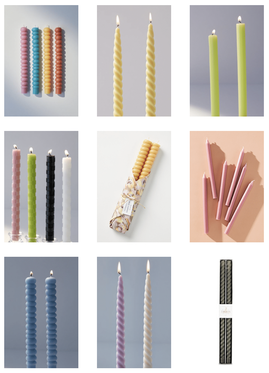 Colorful taper candles