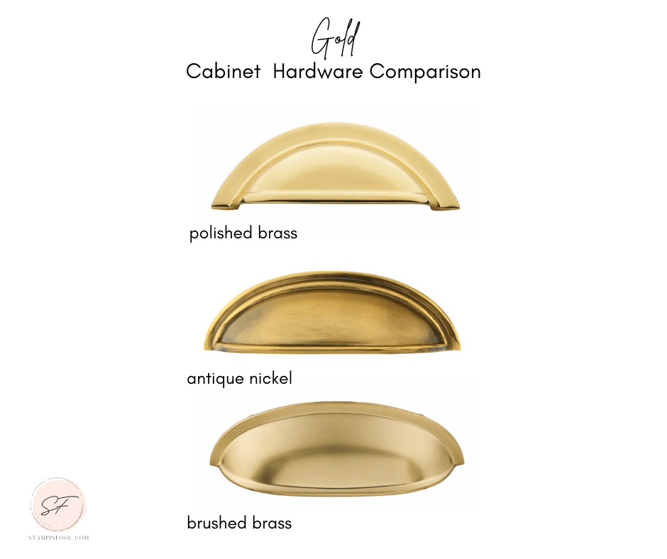 Different brass hardware finishes polished versus brushed and antique brass