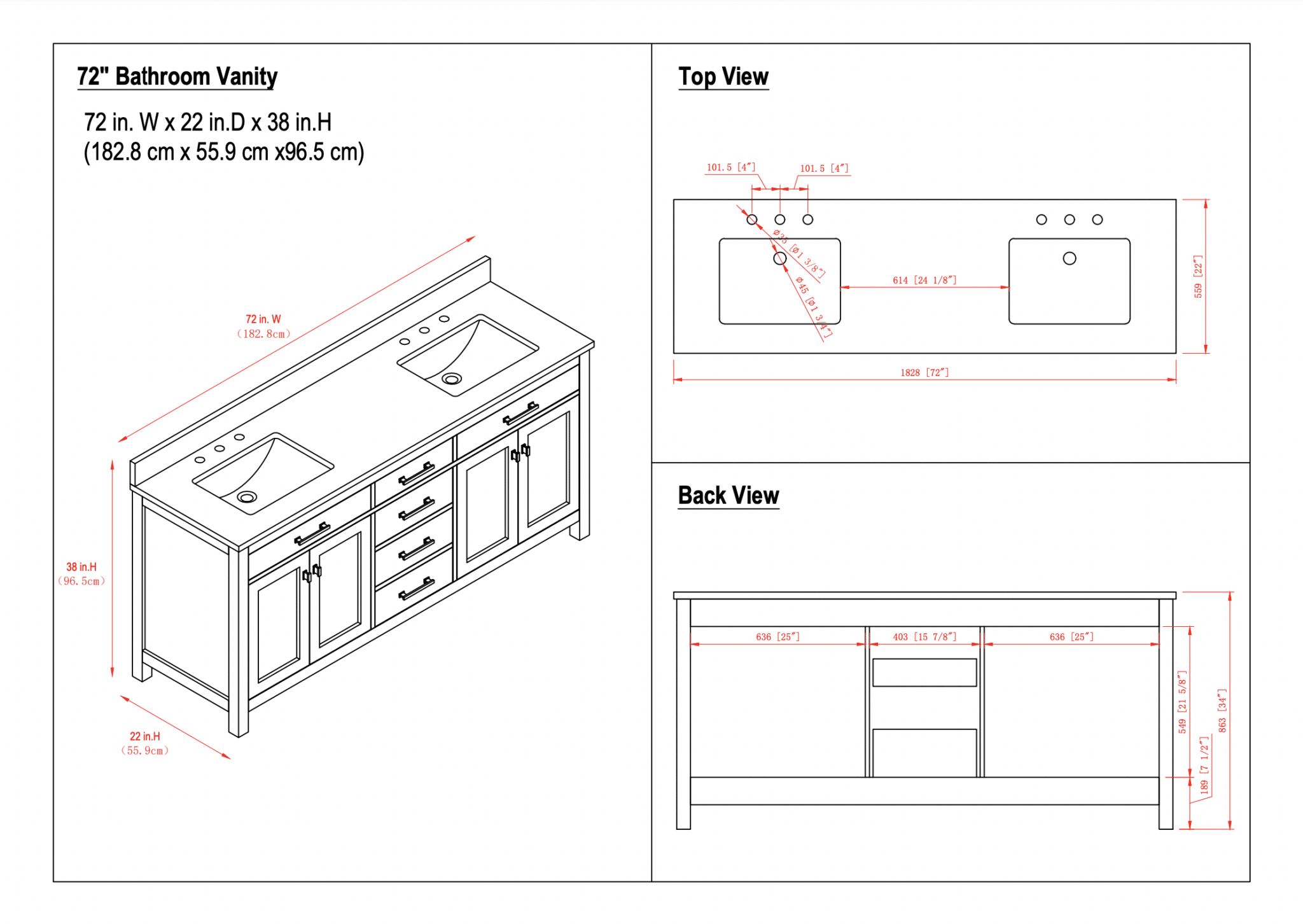 detailed bathroom vanity specification sheet