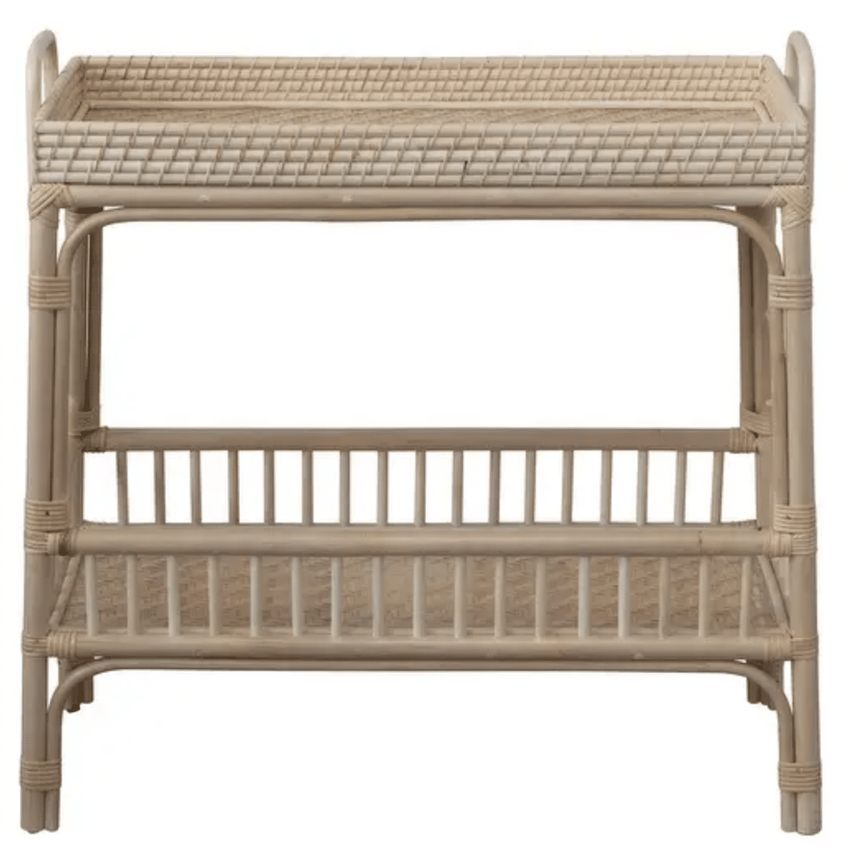 Hand-Woven Bamboo and Rattan Console Table with Shelf