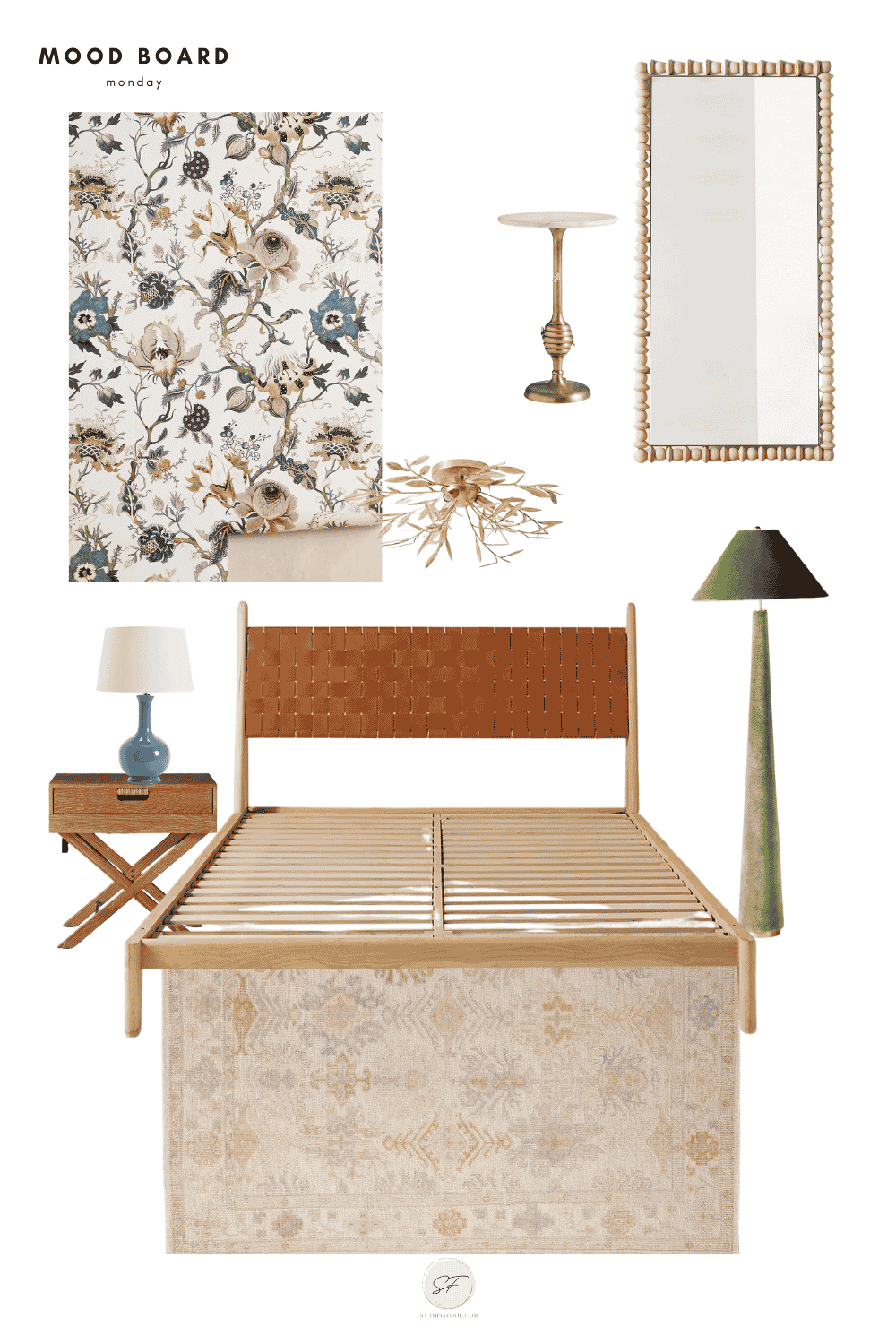 MCM bedroom moodboard Anthropologie