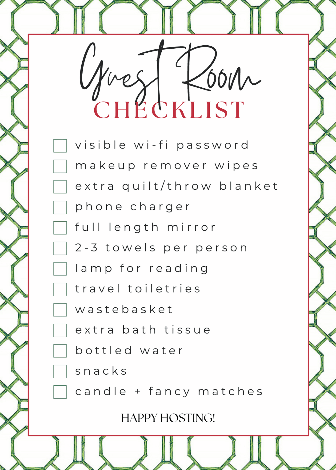 grandmillennial guest room checklist