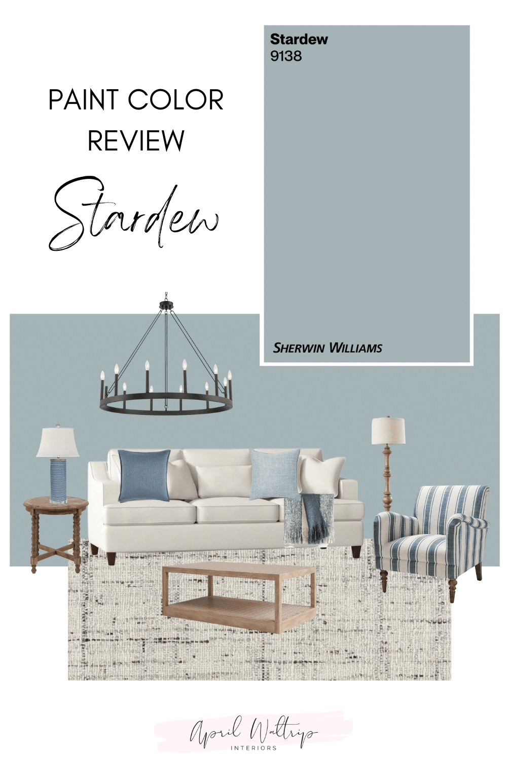 Sherwin Williams Stardew 9138 living room design plan